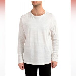 $195 NWOT Hugo Boss Men's "Terell 50" ivory Crewneck Long Sleeve T-Shirt